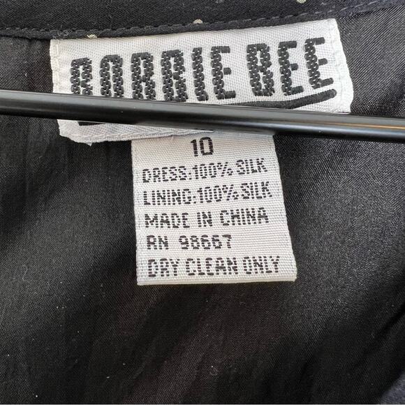 Vintage 90s Robbie Lee Silk Black Polka Dot Maxi Dress NWT Size 10 - Picture 5 of 6